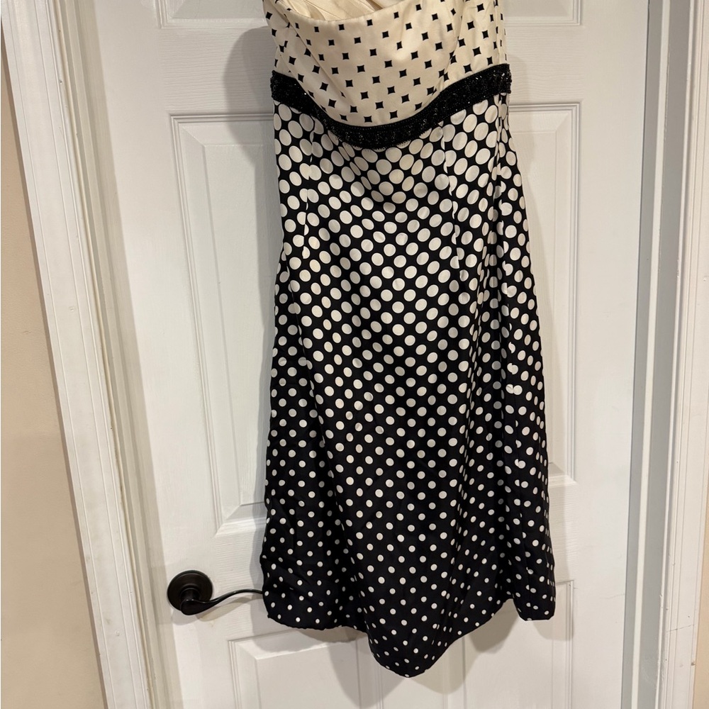 Badgley Mischka Black and White Polka Dot Maxi Skirt